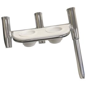 Tigress Offset Triple Rod Holder W/Cup Holders (Option: Port Side  Polished Aluminum)