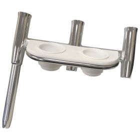 Tigress Offset Triple Rod Holder W/Cup Holders (Option: Starboard Side  Polished Aluminum)